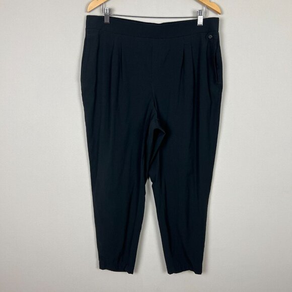 CALIA Pants Womens XL Black Cropped Pleated Stretch High Rise Tapered Activewear - Picture 1 of 10